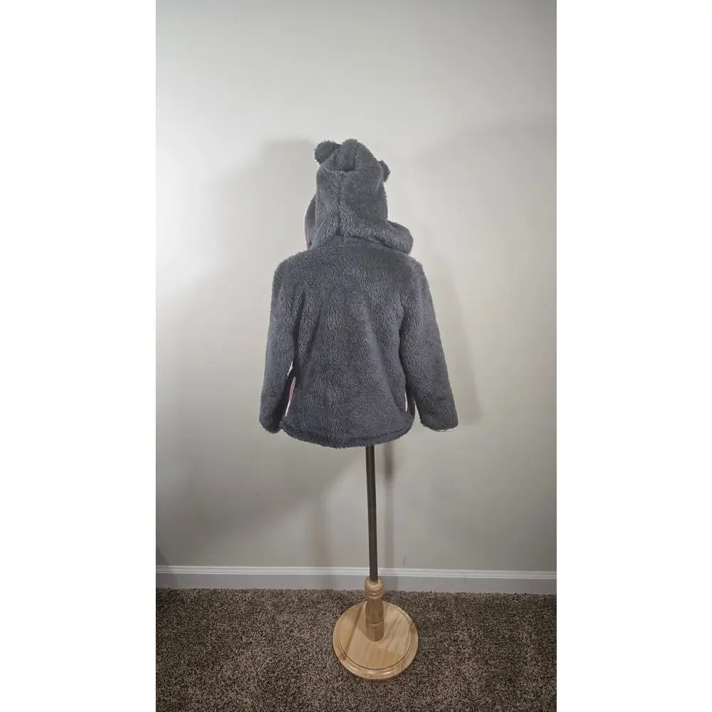 Old Navy Jacket Coat Pink and Grey With Pink Ears on Hood Size 4T